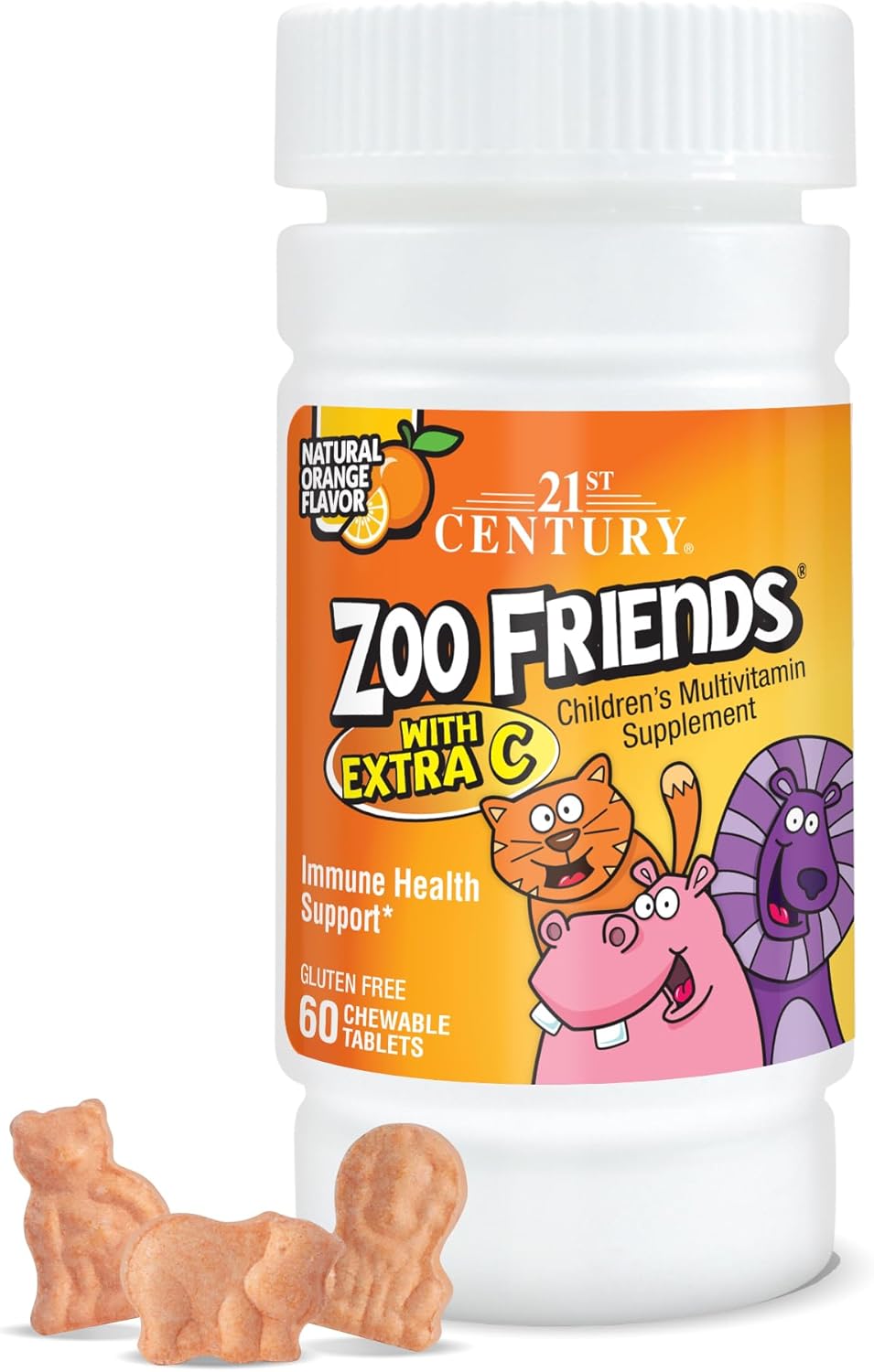 21st Century Zoo Friends Children's Multivitamin Supplement with Extra C - 60 Chewable Tablets
