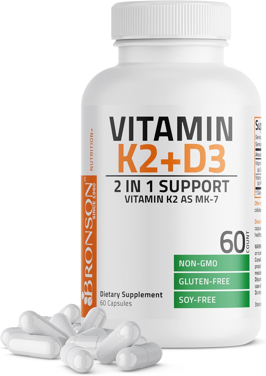 Bronson Basics Vitamin K2 + D3 - 5,000 IU - 60 Tablets