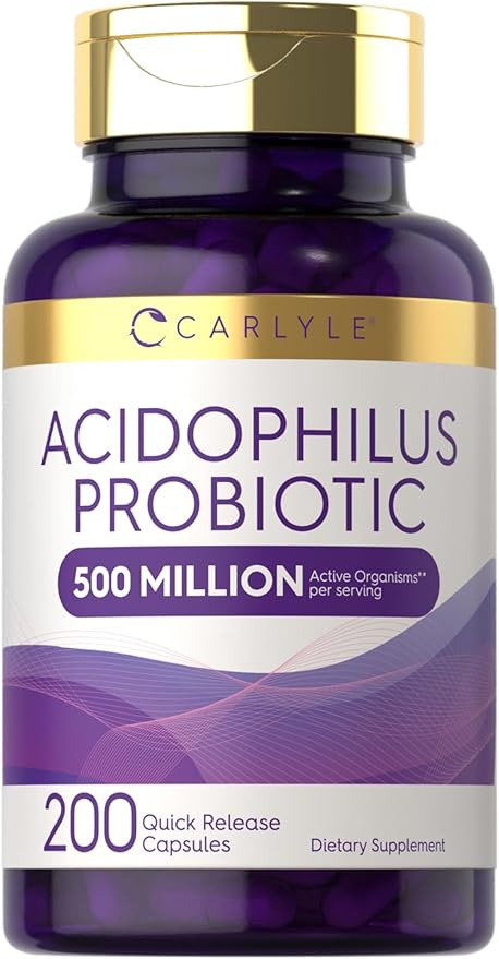 CARLYLE Acidophilus Probiotic - 500 Million Active Organisms - 200 Quick Release Capsules