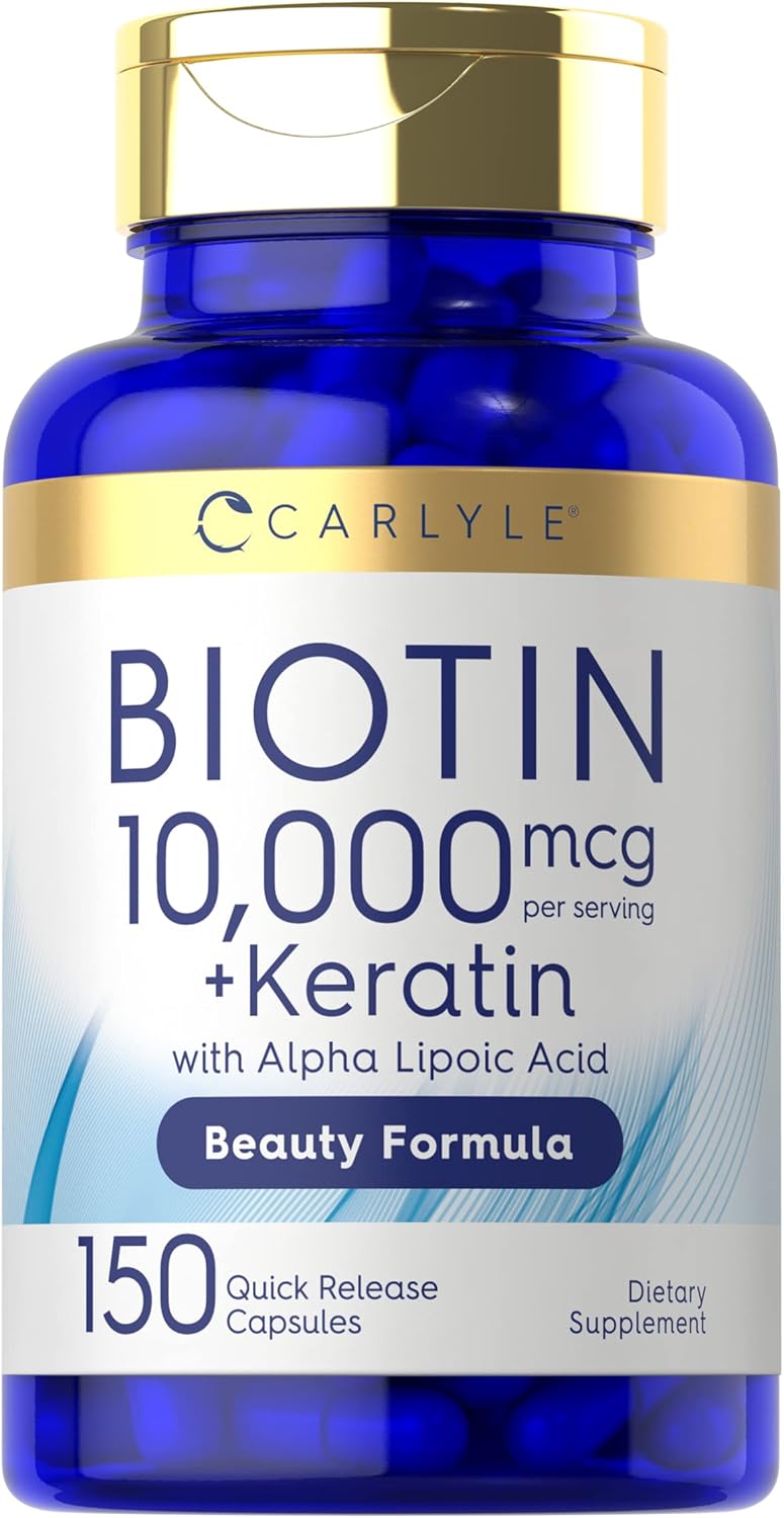Carlyle Biotin + Keratin Beauty Formula - 10,000 mcg - 150 Quick Release Capsules