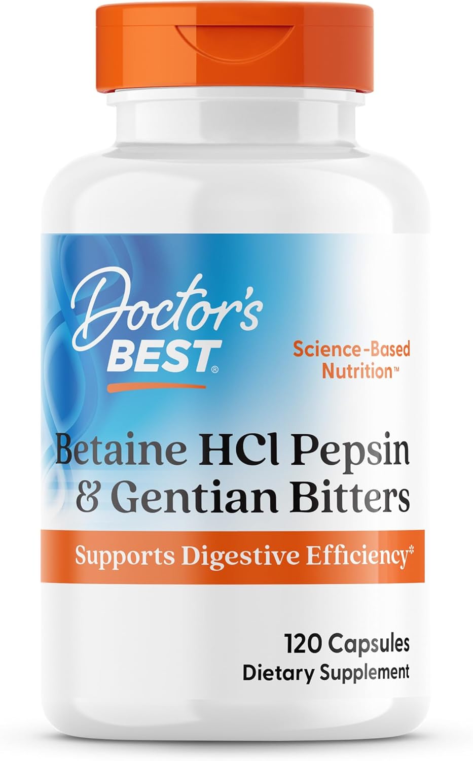 Doctor's Best Betaine HCl Pepsin & Gentian Bitters - 120 Capsules