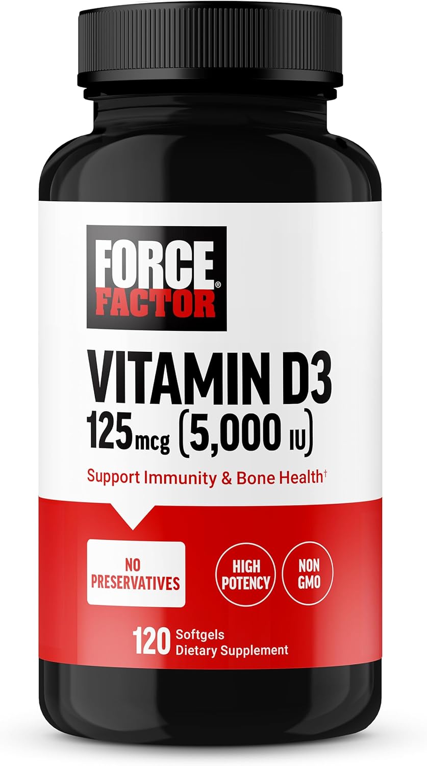 Force Factor Vitamin D3 - 125mcg (5,000 IU) - 120 Softgels