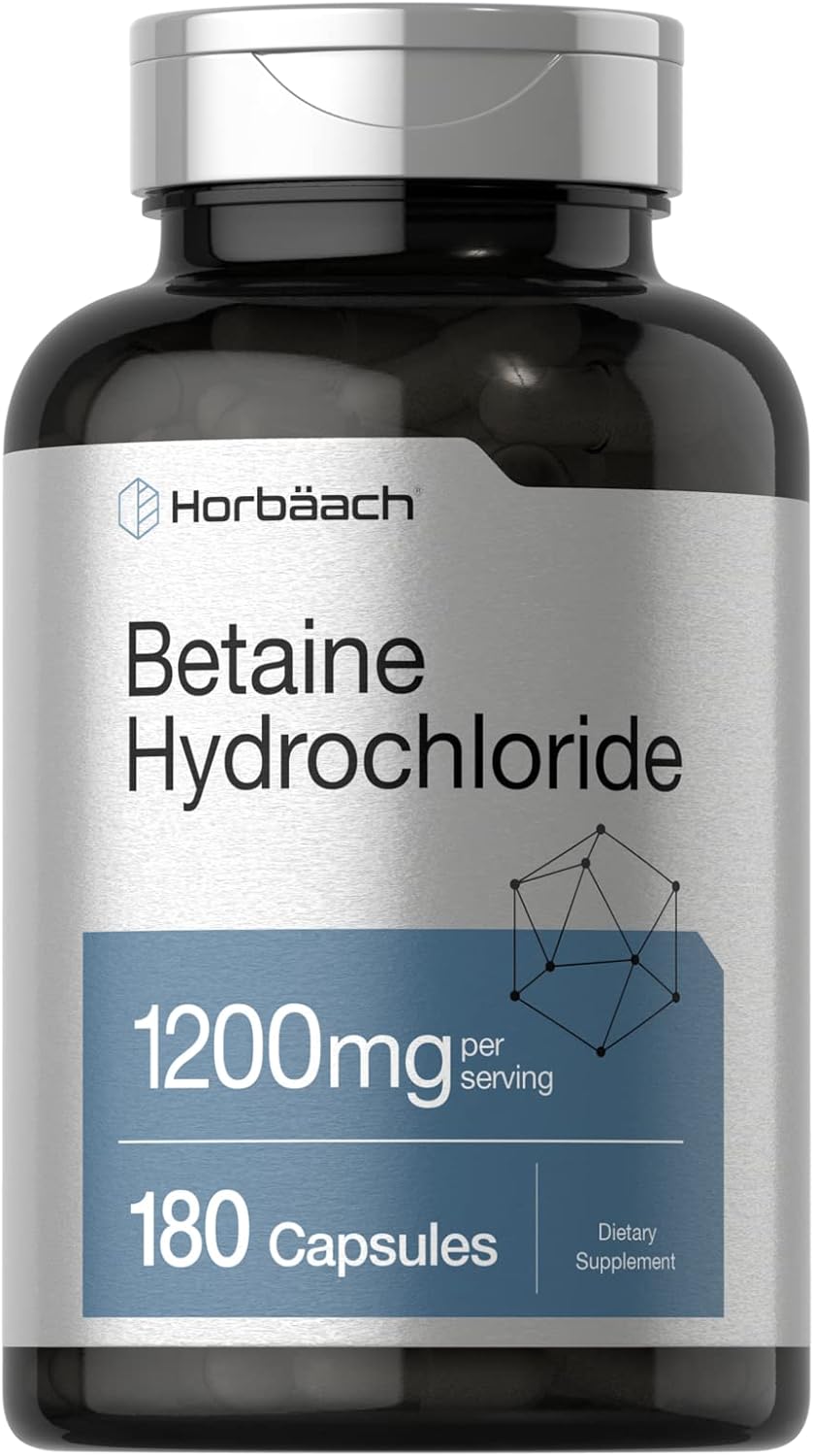 Horbäach Betaine Hydrochloride - 1200mg - 180 Capsules