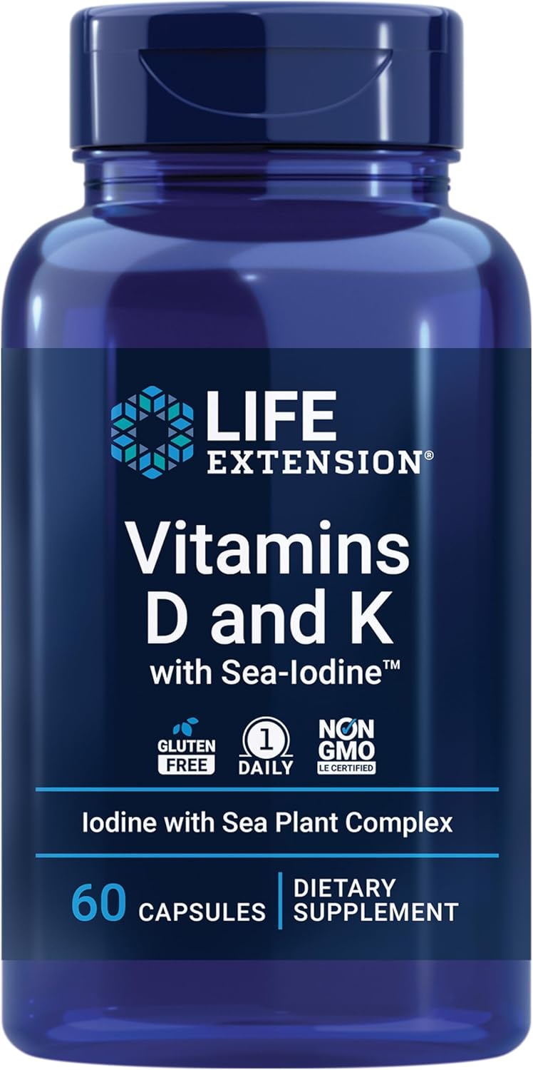 Life Extension Vitamins D and K with Sea-Iodine - 60 Capsules