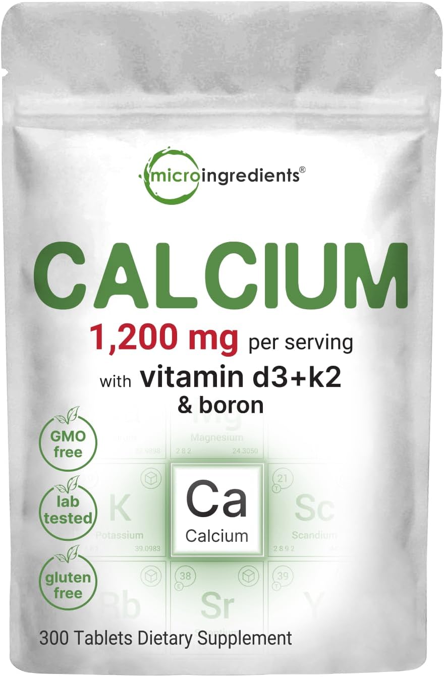 Micro Ingredients Calcium Vitamin D3 + K2 & Boron - 1,200mg - 300 Tablets