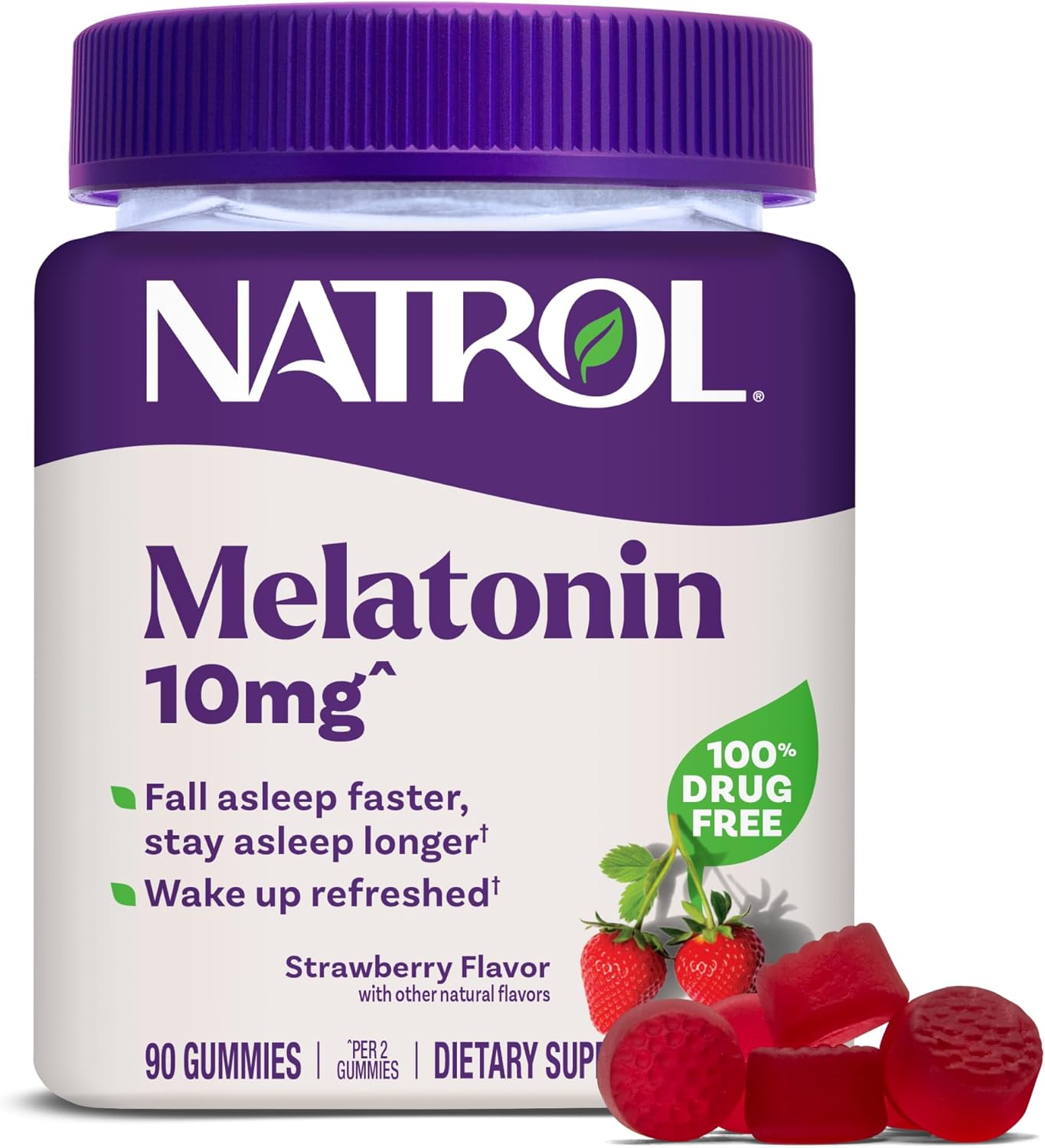 Natrol Melatonin Gummies, Strawberry - 10mg - 90 Gummies