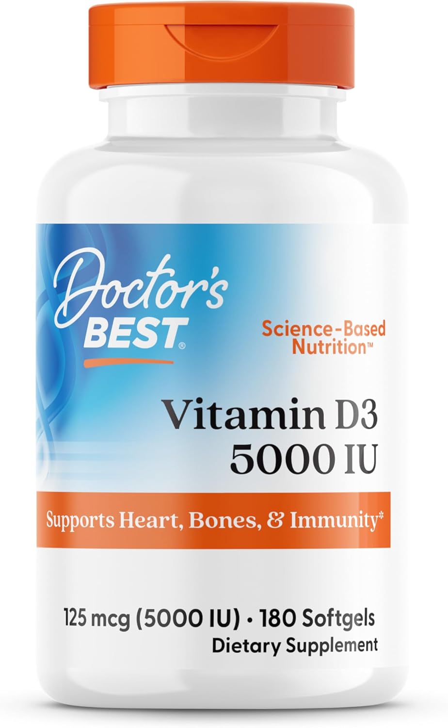 Doctor's Best Vitamin D3 - 5000 IU - 180 Softgels