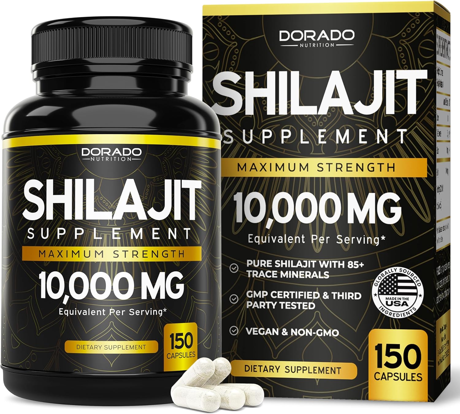 Dorado Nutrition Shilajit Supplement Maximum Strength - 10,000mg - 150 Capsules