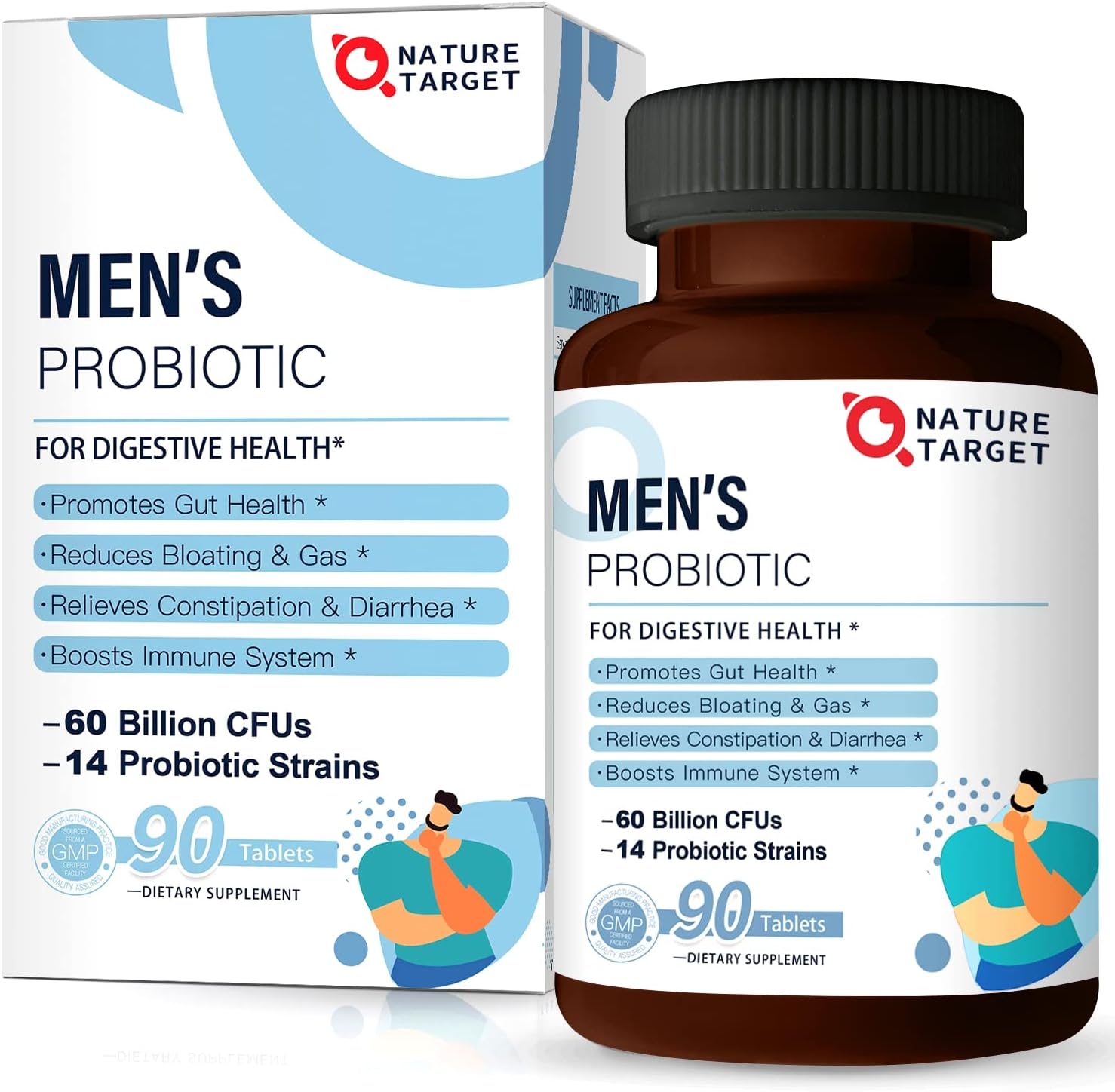 Nature Target Men's Probiotics - 60 Billion - 90 Capsules