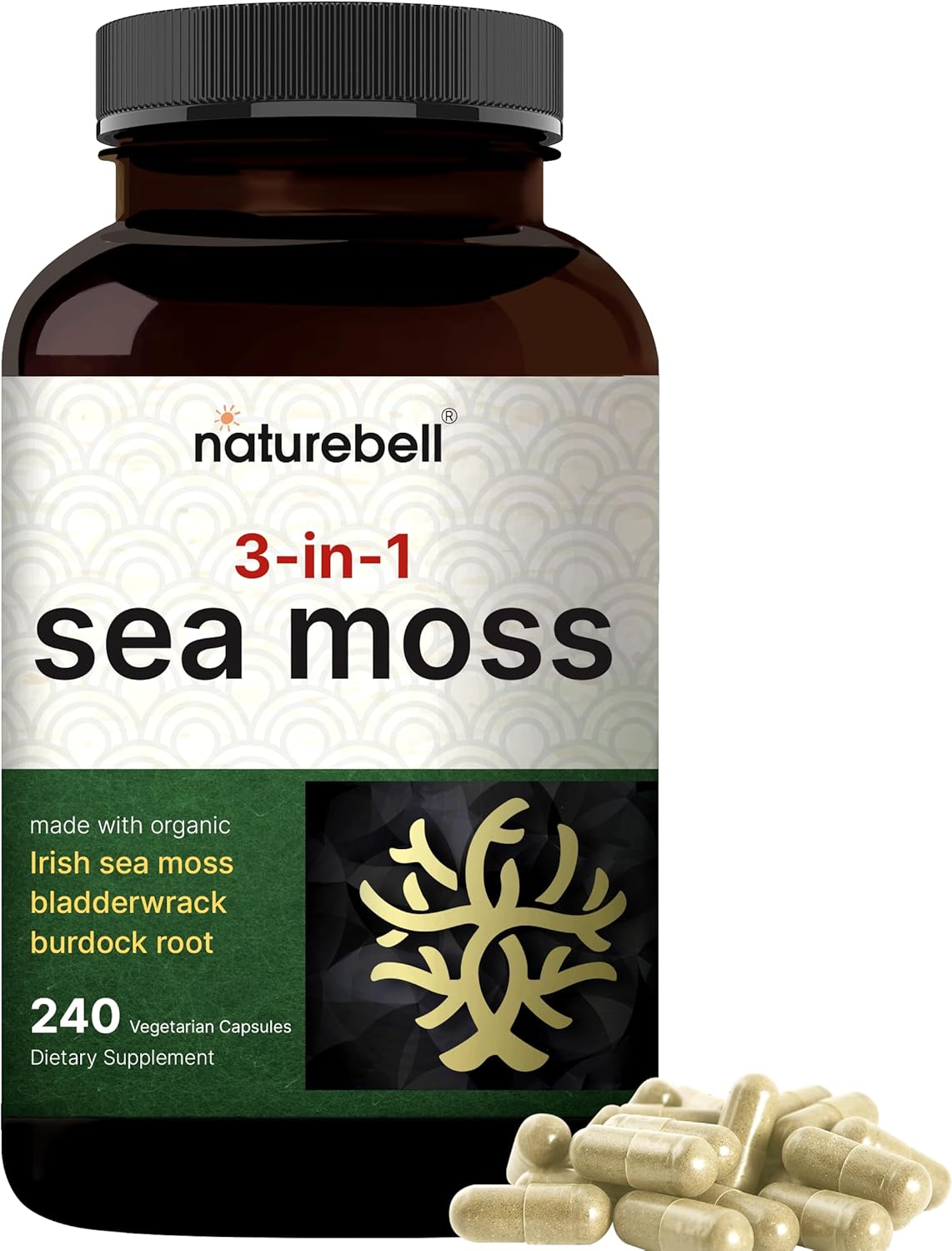 NatureBell 3-in-1 Seamoss - 3,000mg - 240 Capsules