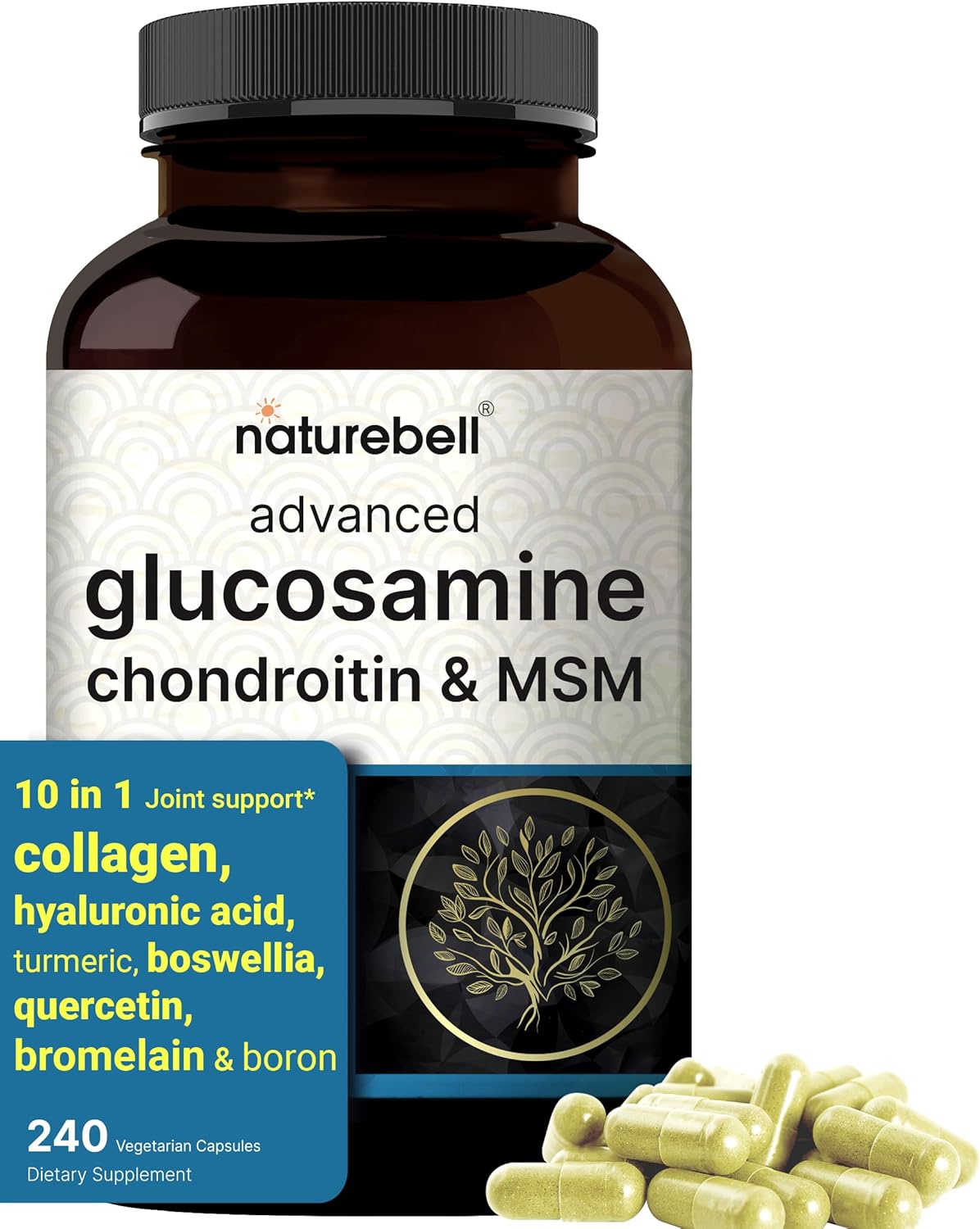 NatureBell Advanced Glucosamine Chondroitin MSM Supplement - 240 Capsules