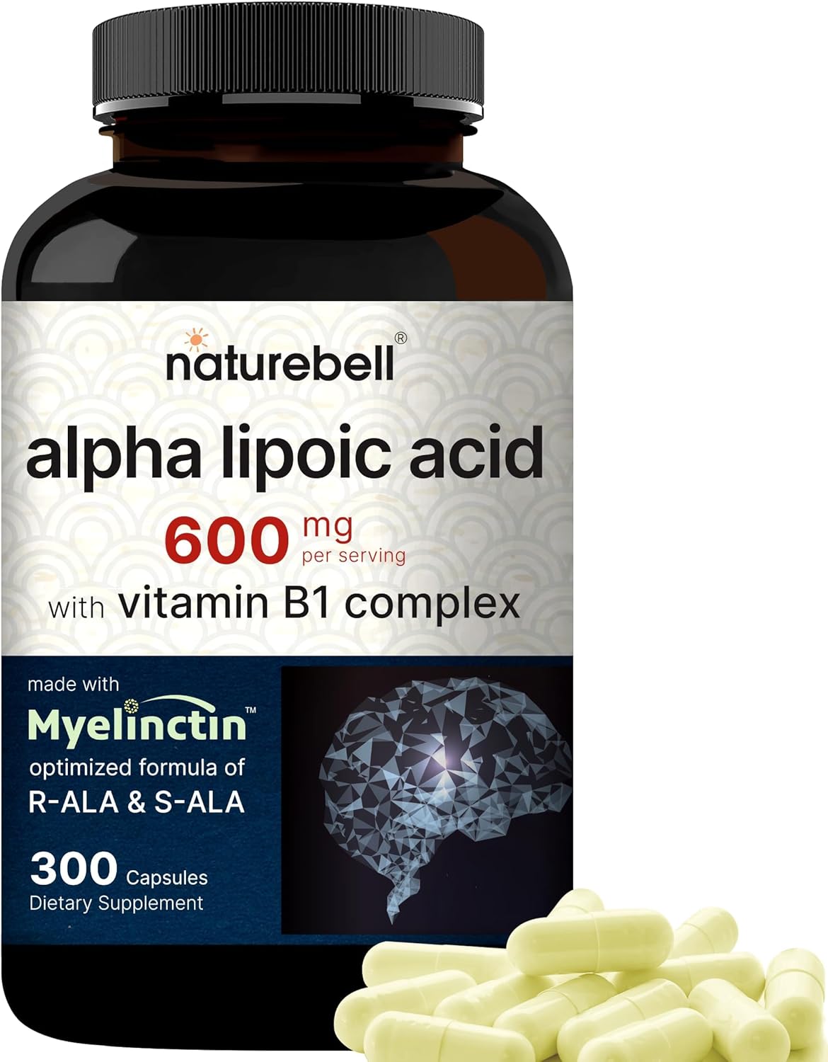 NatureBell Alpha Lipoic Acid - 600mg - 300 Capsules
