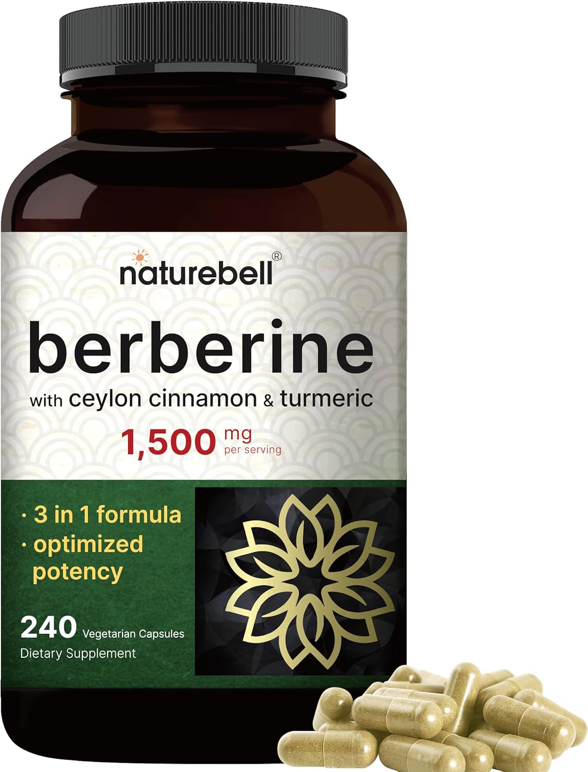 NatureBell Berberine - 1,500mg - 240 Capsules
