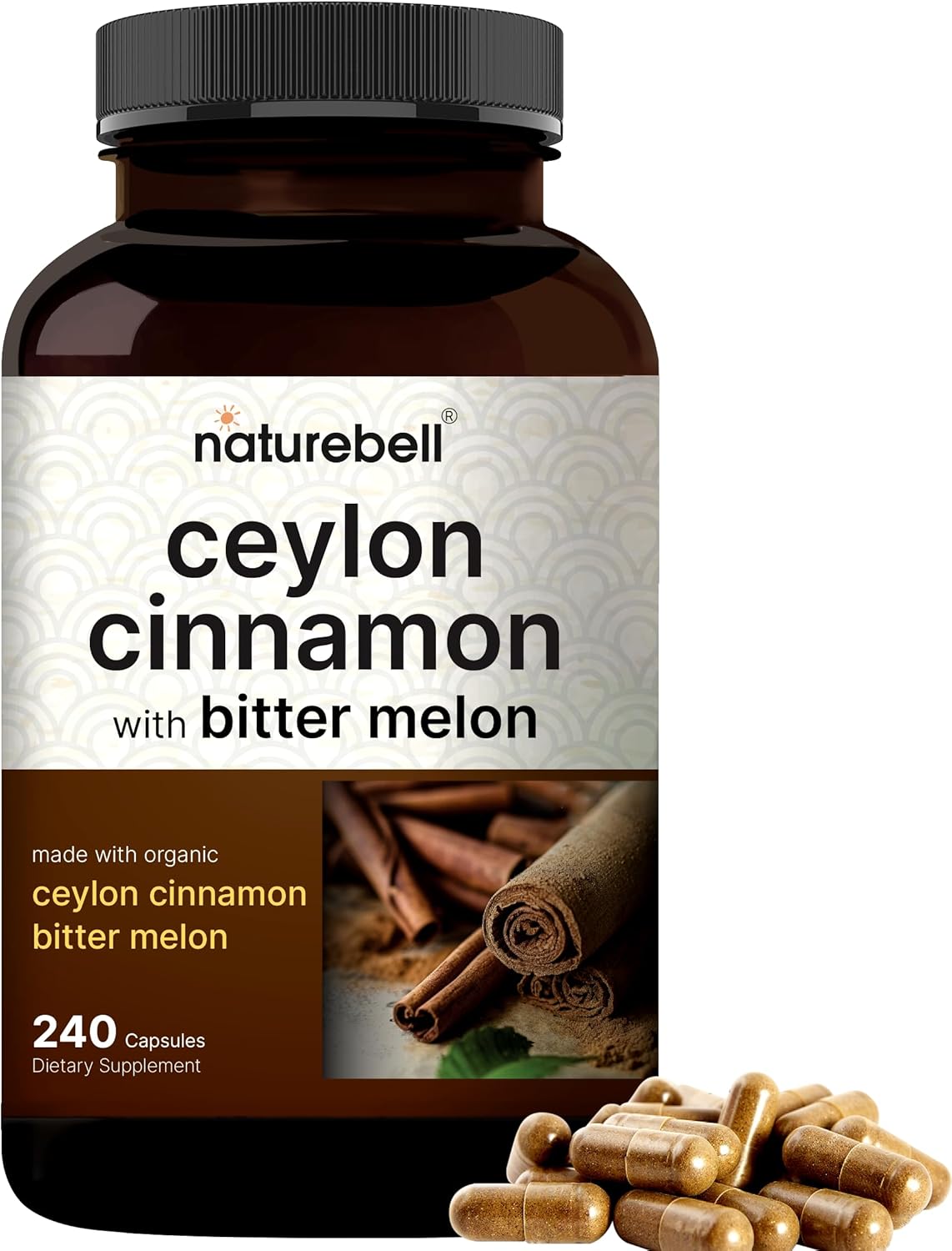 NatureBell Ceylon Cinnamon - 9,000mg - 240 Capsules
