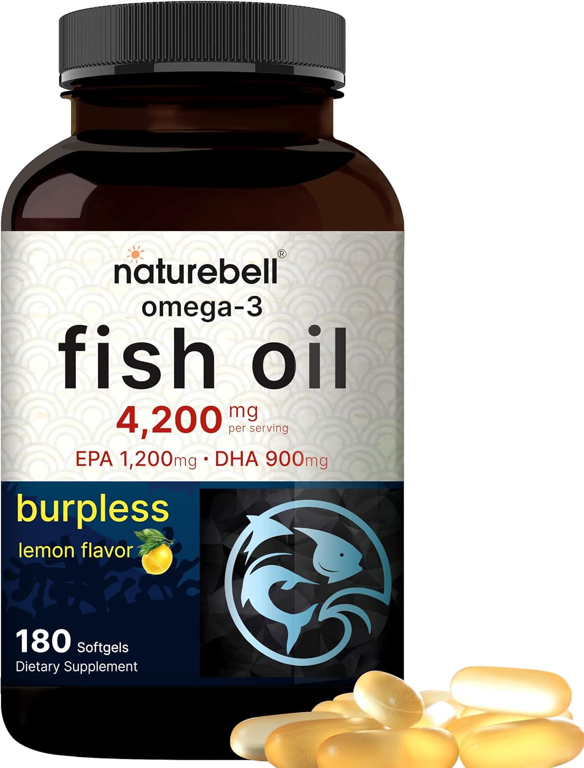 NatureBell Omega Fish Oil - 4,200mg - 180 Softgels