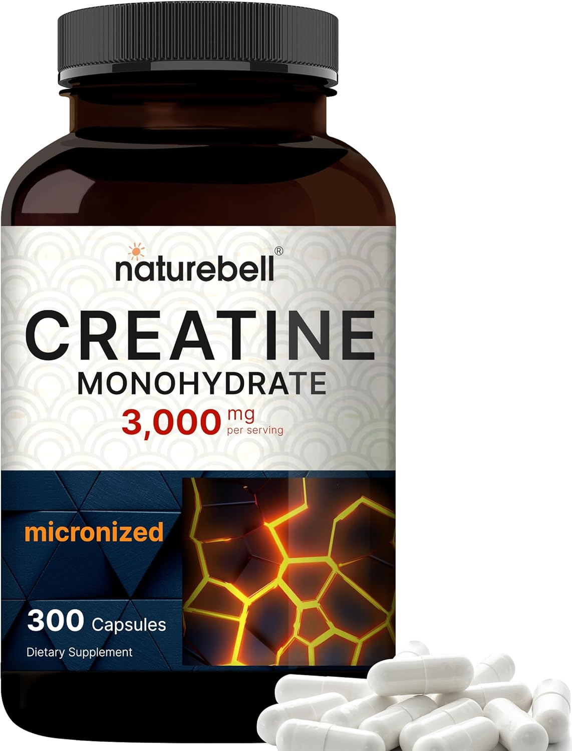 NatureBell Creatine Monohydrate - 3,000mg - 300 Capsules