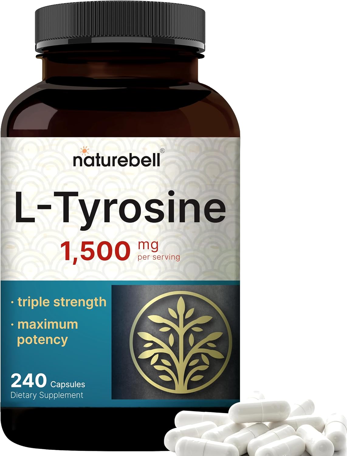 NatureBell L-Tyrosine - 1,500mg - 240 Capsules