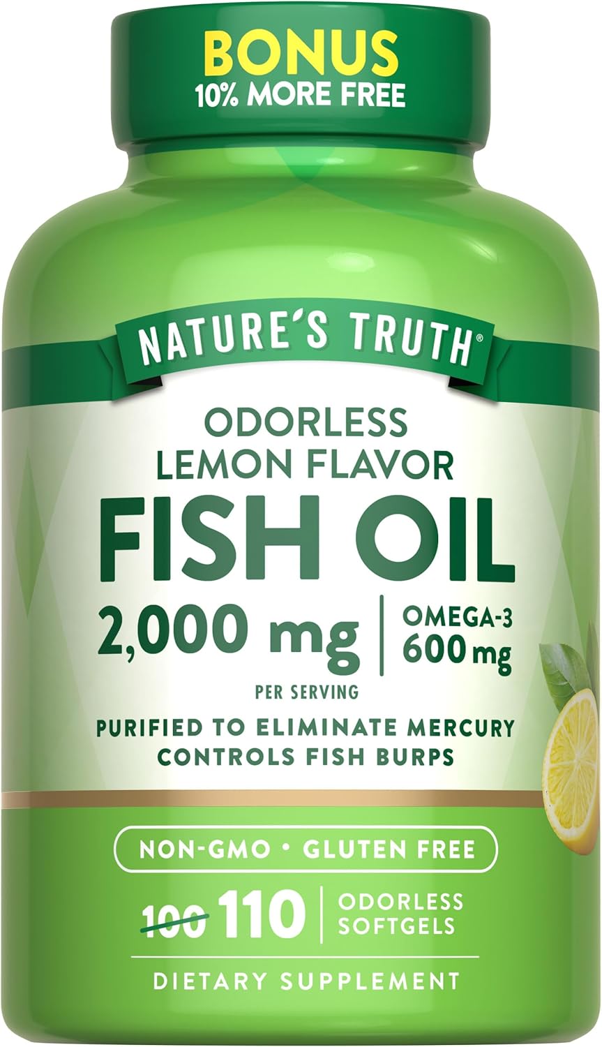 Nature's Truth Fish Oil Odorless Lemon Flavor - 2,000 mg - 110 Odorless Softgels