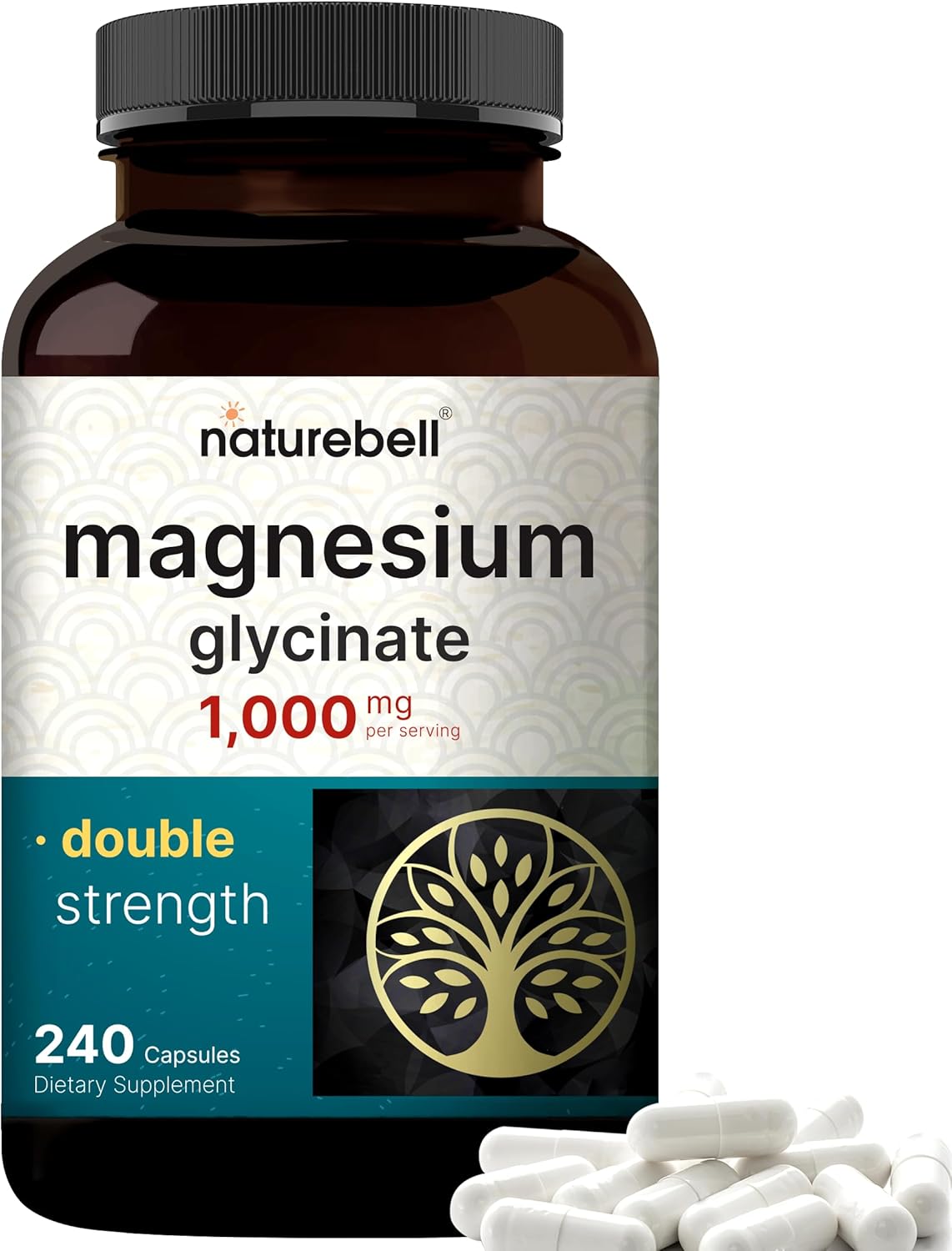 NatureBell Magnesium Glycinate - 1,000mg - 240 Capsules