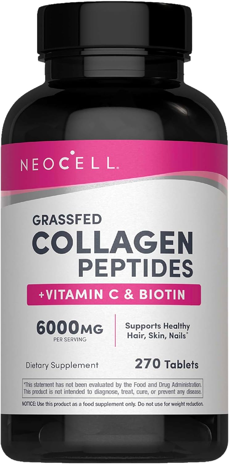 NEOCELL Grassfed Collagen Peptides + Vitamin C - 6000mg - 250 Tablets