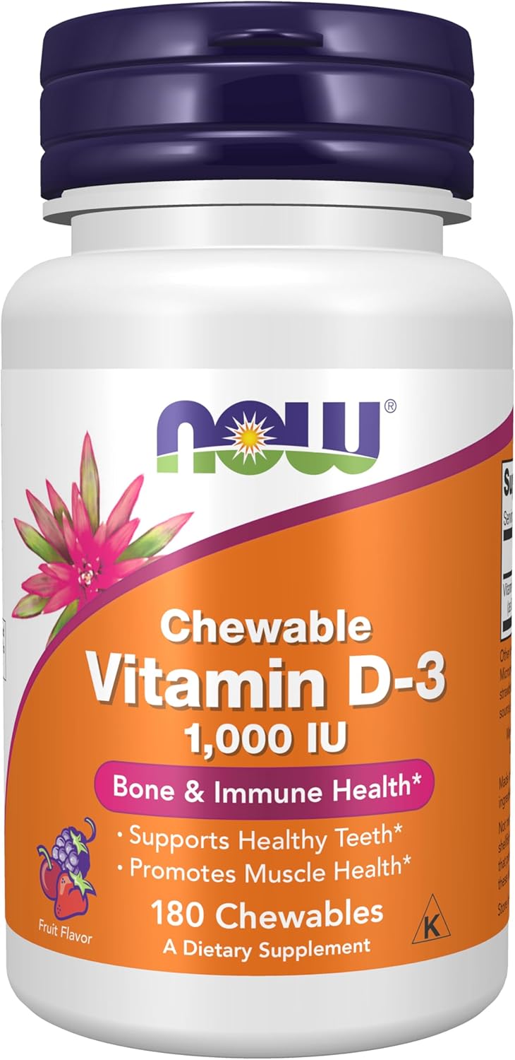NOW Chewable Vitamin D-3 - 1,000 IU - 180 Chewables