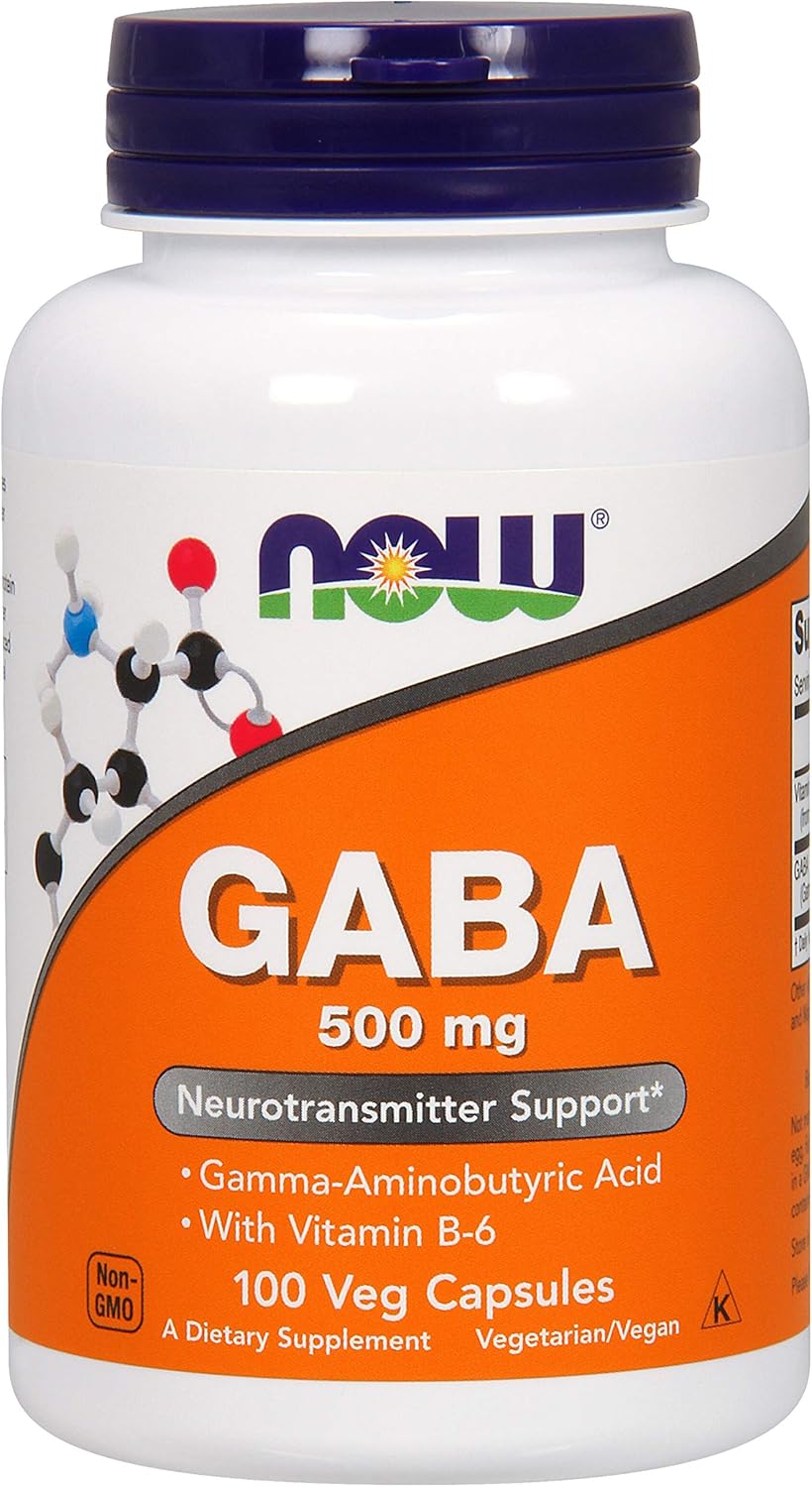 NOW GABA with Vitamin B-6 - 500mg - 100 Veg Capsules