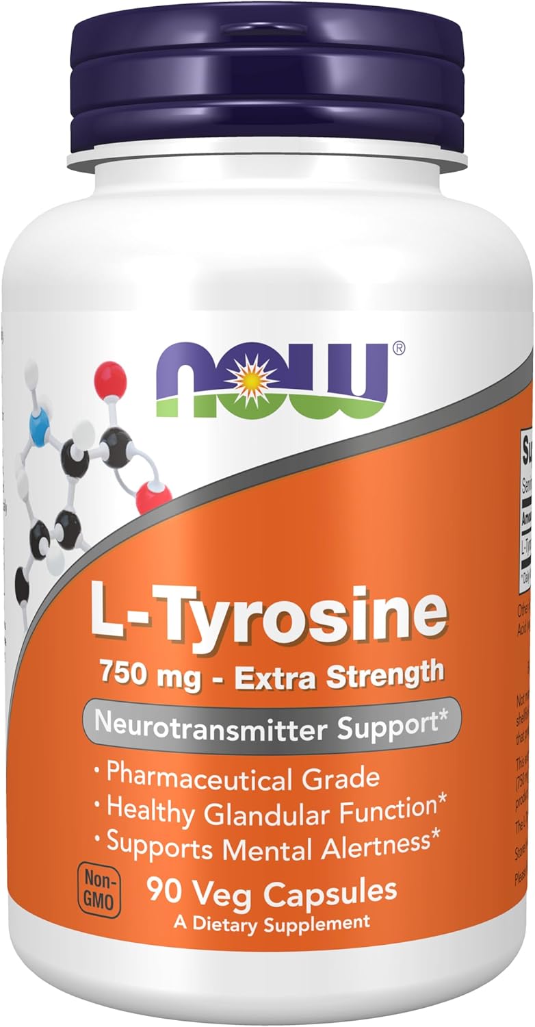 NOW L-Tyrosine, Extra Strength - 750mg - 90 Veg Capsules