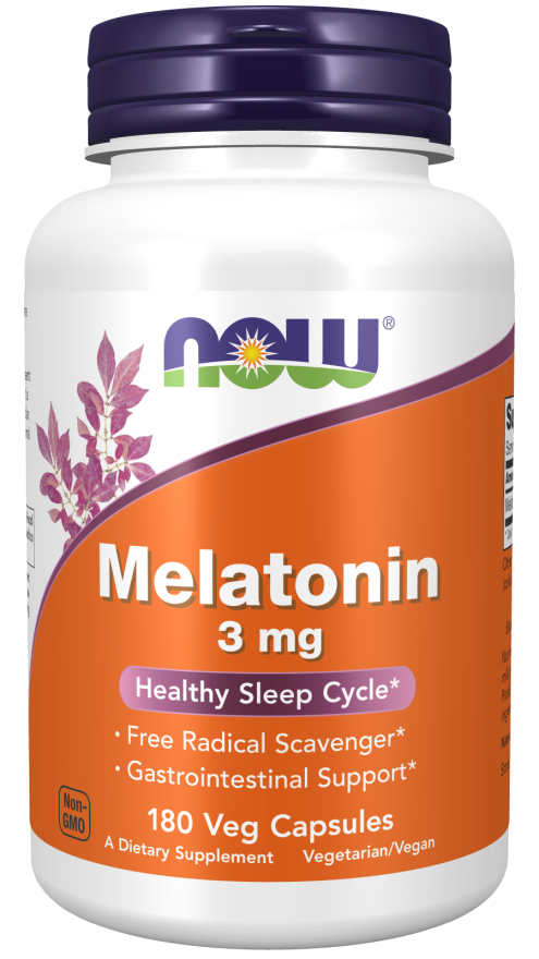 NOW Melatonin - 3mg - 180 Veg Capsules
