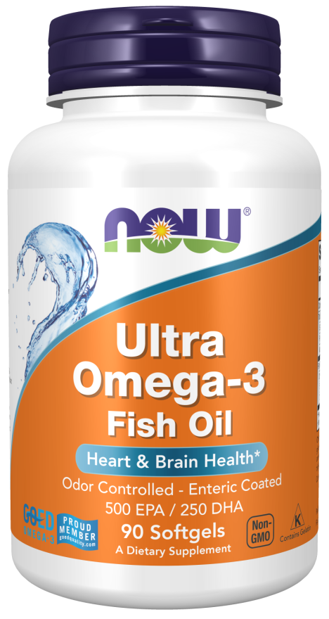 NOW Ultra Omega-3 Fish Oil - 500 EPA / 250 DHA - 90 Softgels