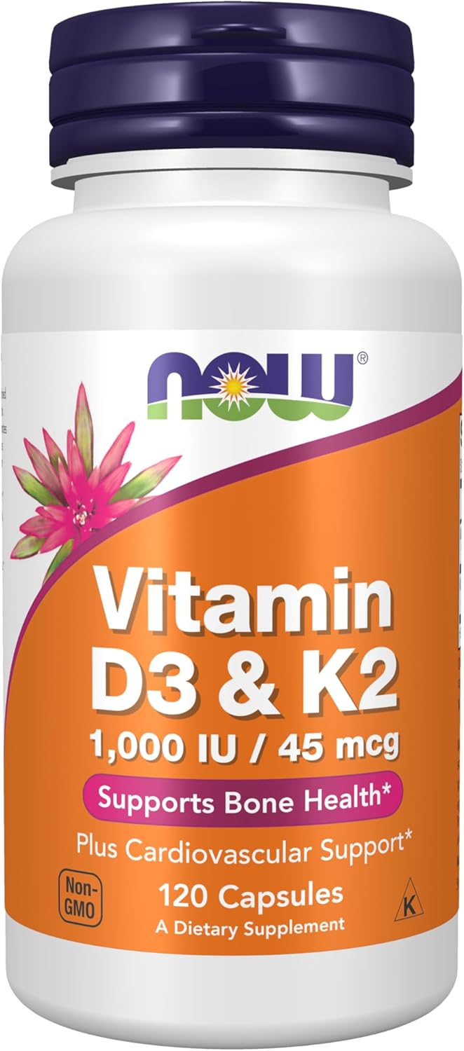 NOW Vitamin D-3 & K-2 - 120 Veg Capsules