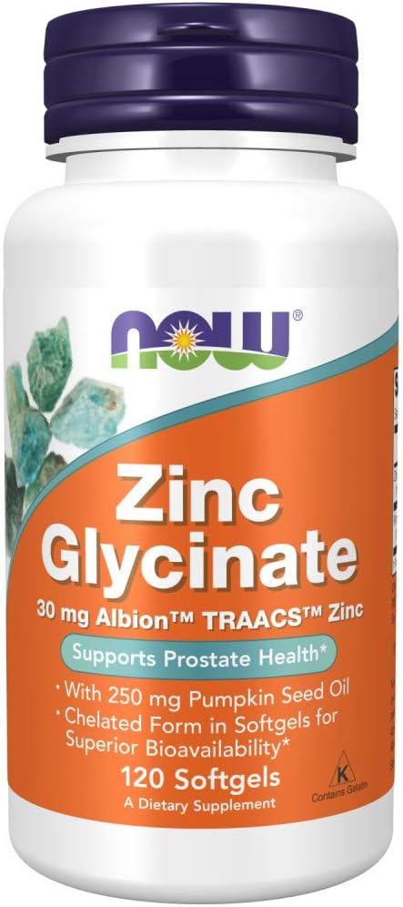 NOW Zinc Glycinate - 120 Softgels