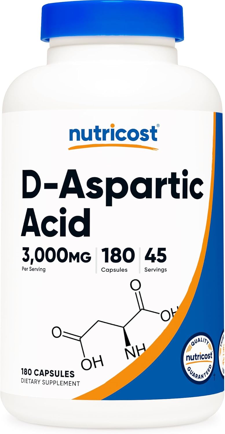 Nutricost D-Aspartic Acid - 3,000mg - 180 Capsules