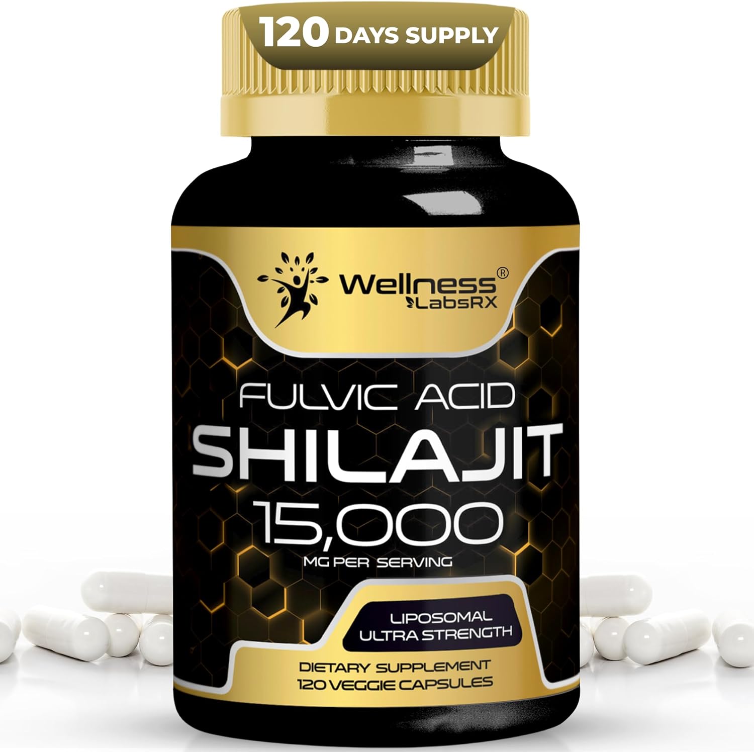 Wellness LabsRX Shilajit - 15,000mg - 120 Capsules