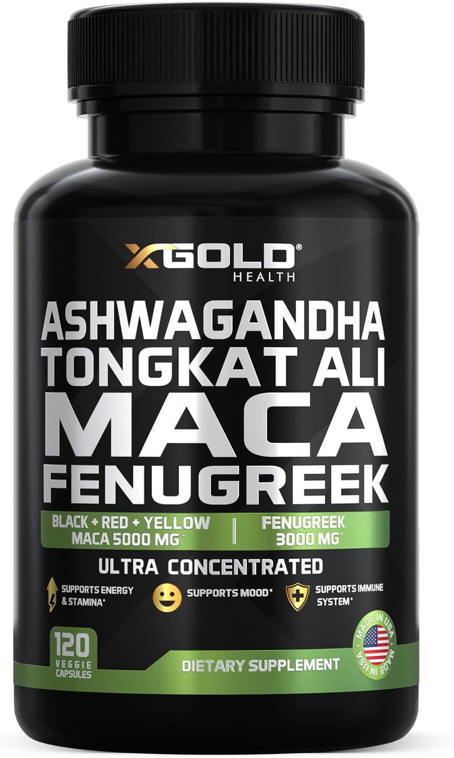 X Gold Ashwagandha Tongkat Ali Maca Fenugreek Ultra Concentrated - 120 Capsules