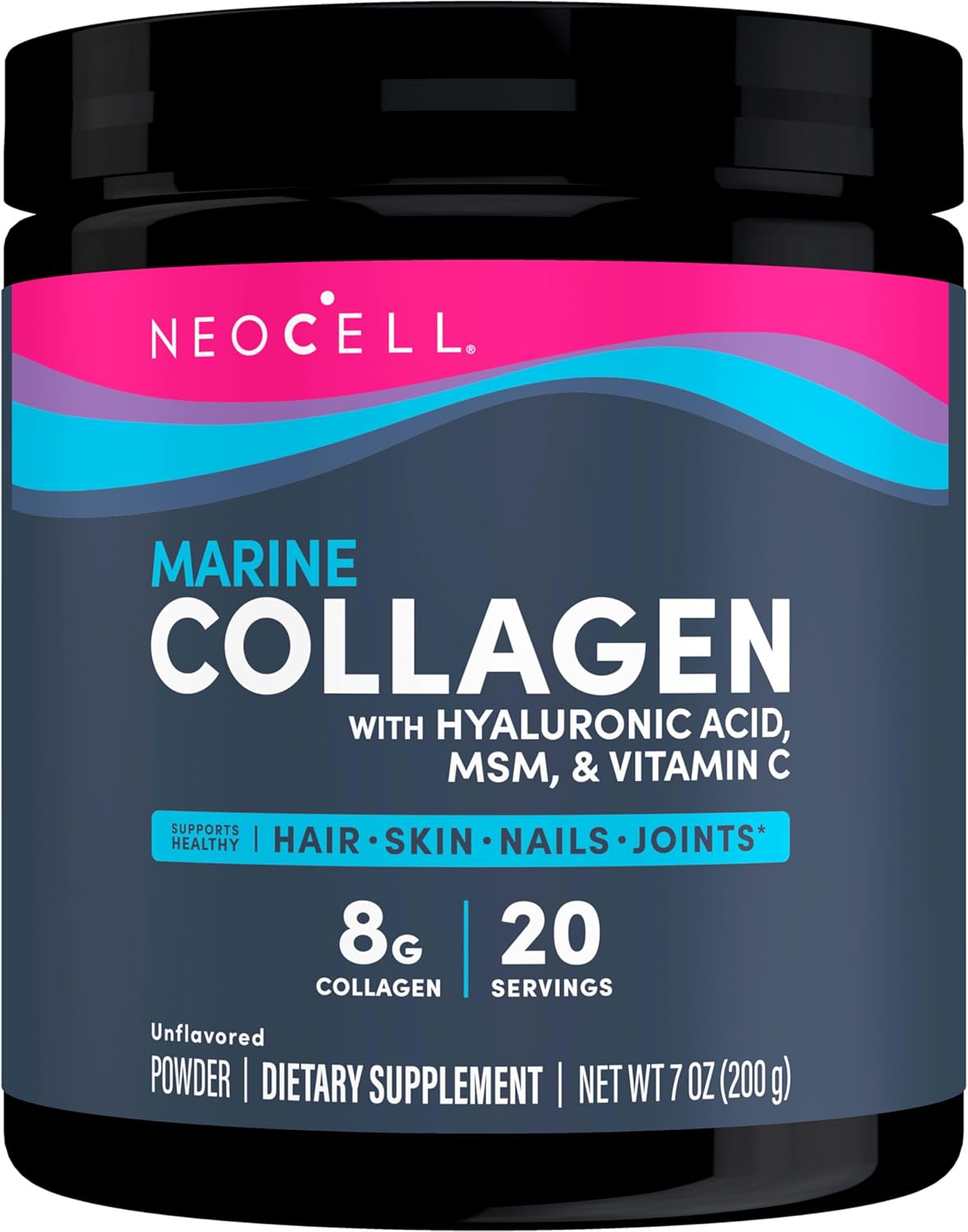 NeoCell Marine Collagen with Hyaluronic Acid, MSM & Vitamin C - 8g - 200g Powder - 20 Servings