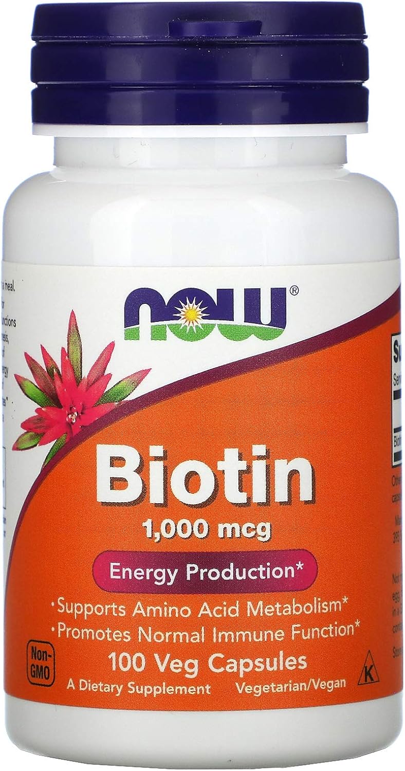 NOW Biotin - 1,000mcg - 100 Veg Capsules