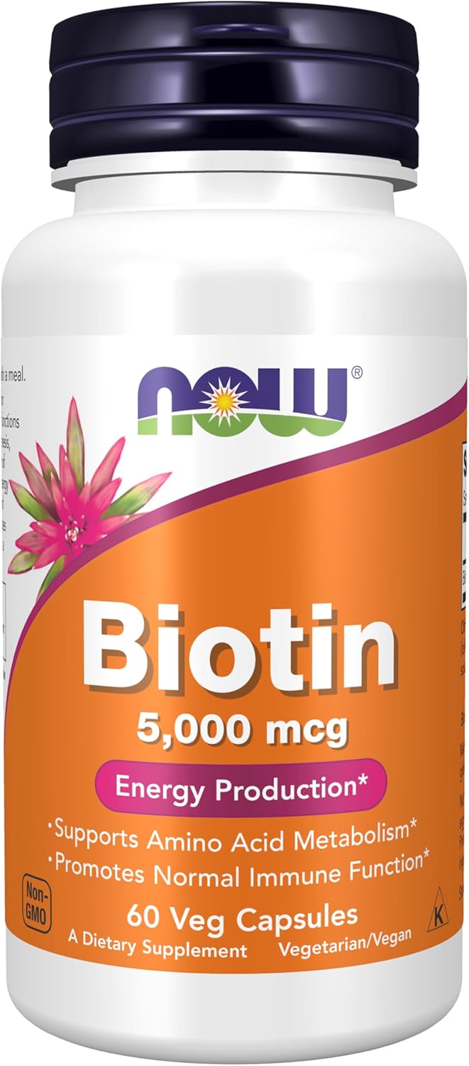 NOW Biotin - 5,000mcg - 60 Veg Capsules