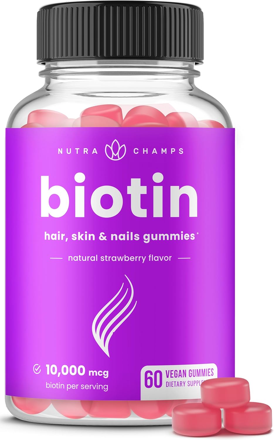Nutra Champs Biotin - 10,000mcg - 60 Gummies
