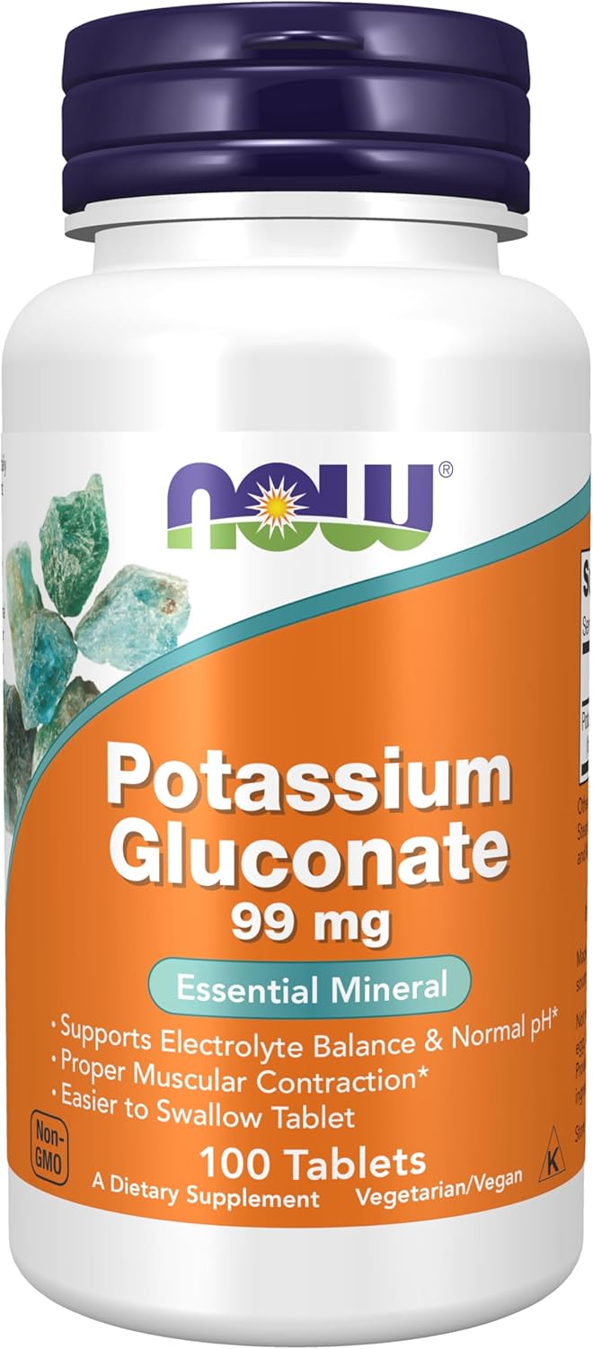 NOW Potassium Gluconate - 99mg - 100 Tablets