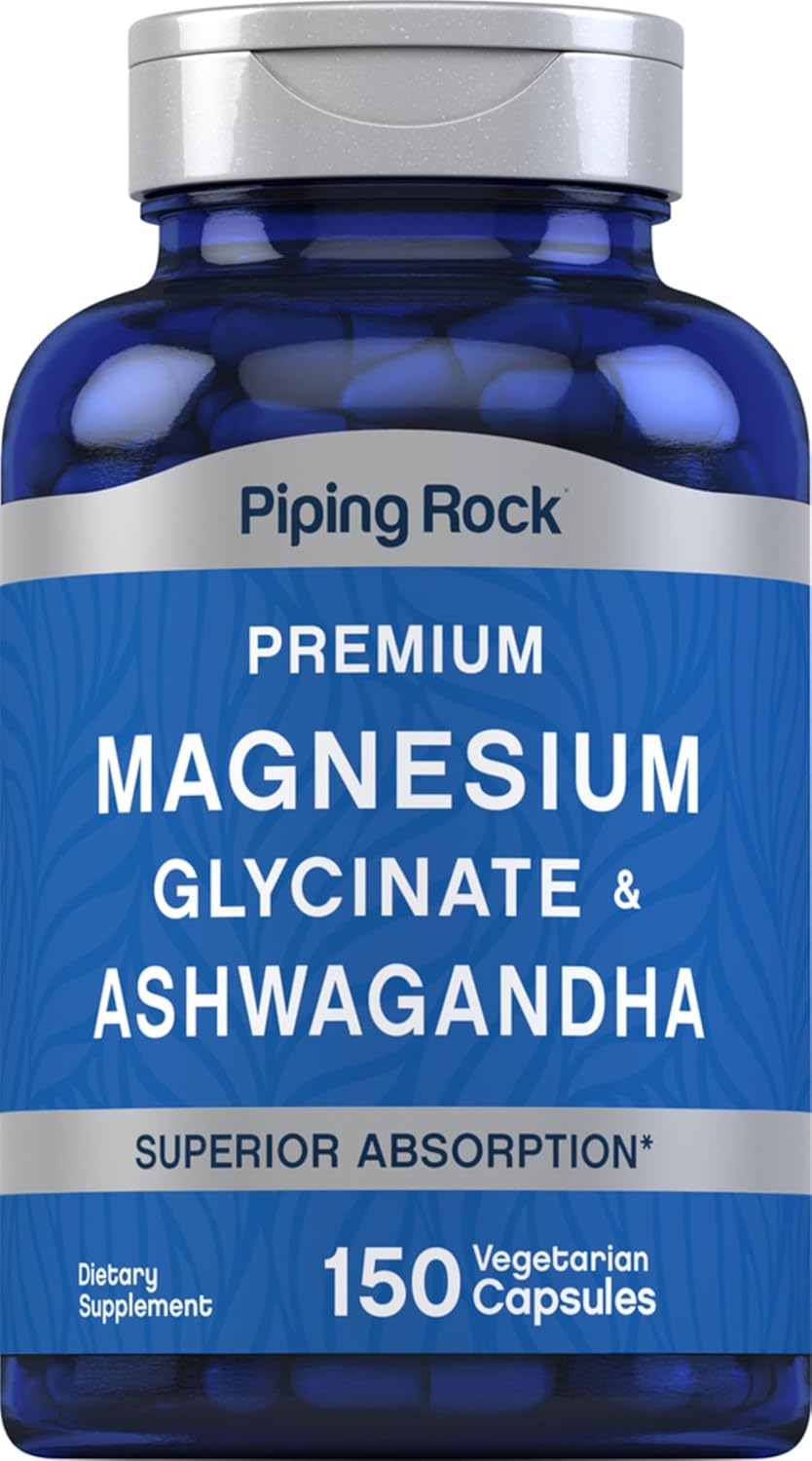 Piping Rock Premium Magnesium Glycinate & Ashwagandha - 150 Vegetarian Capsules