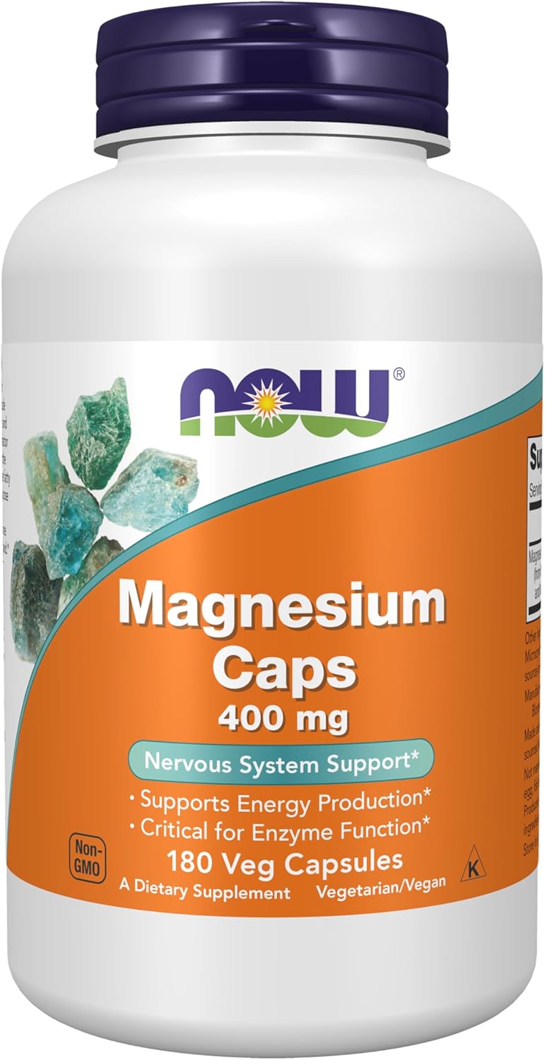 NOW Magnesium Caps - 400 mg - 180 Veg Capsules