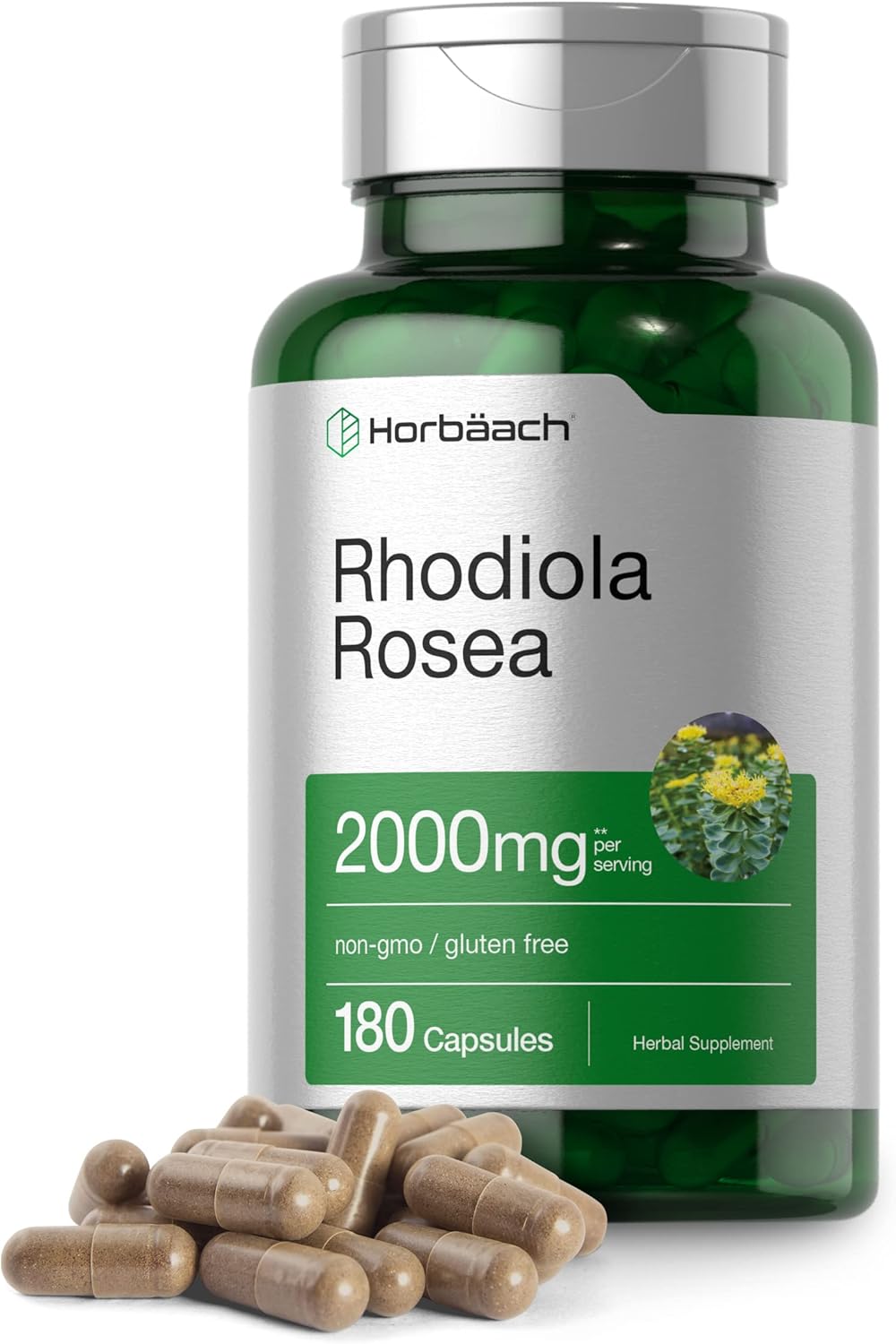 Horbaach Rhodiola Rosea Capsules 2000mg 180 Count