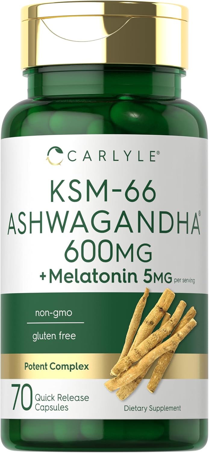 Carlyle KSM-66 Ashwagandha with Melatonin - 600mg + 5mg - 70 Capsules