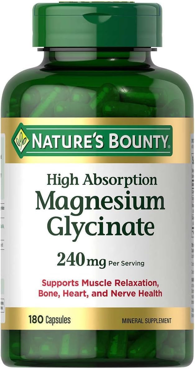 Nature's Bounty Magnesium Glycinate - 240 mg - 180 Capsules