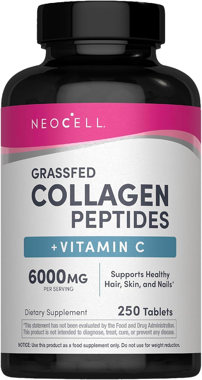 NEOCELL Grassfed Collagen Peptides + Vitamin C - 6000mg - 250 Tablets