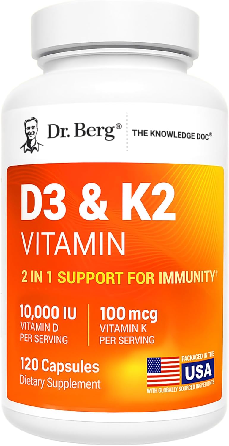 Dr. Berg D3 & K2 Vitamin - 10,000 IU / 100 mcg - 120 Capsules