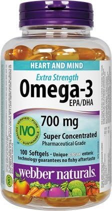 Webber Naturals Omega-3 Extra Strength 700 mg EPA/DHA · Super Concentrated, 100 softgels