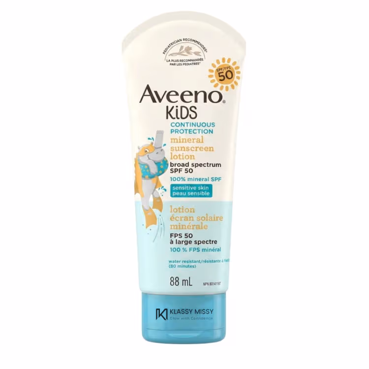 Aveeno Kids Continuous Protection Mineral Sunscreen Lotion - SPF 50 - 88 mL