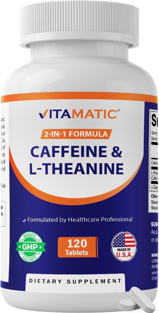 Vitamatic 2-in-1 Caffeine & L-Theanine – 120 Tablets