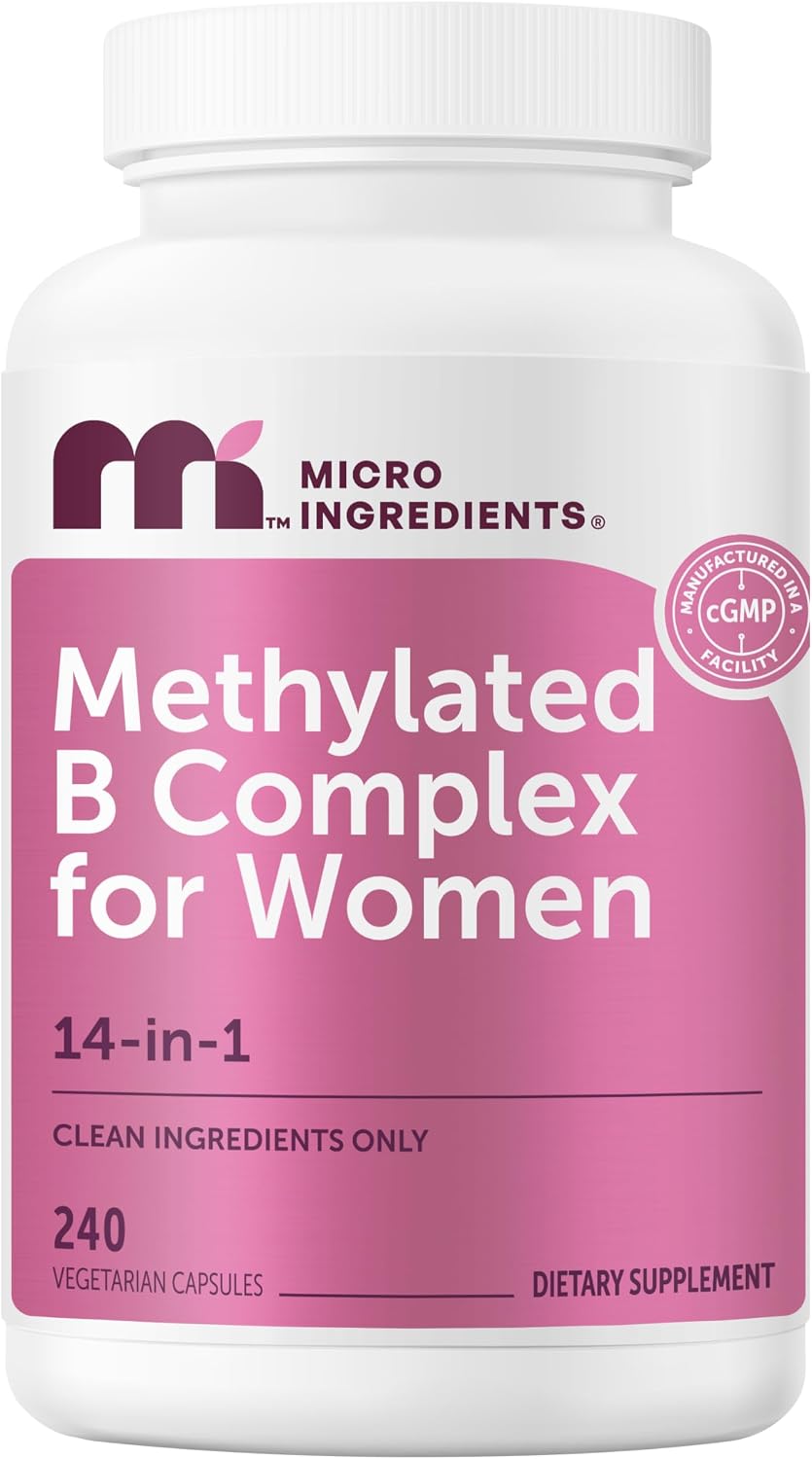 MicroIngredients Methylated B Complex for Women (14-in-1) – 240 Vegetarian Capsules